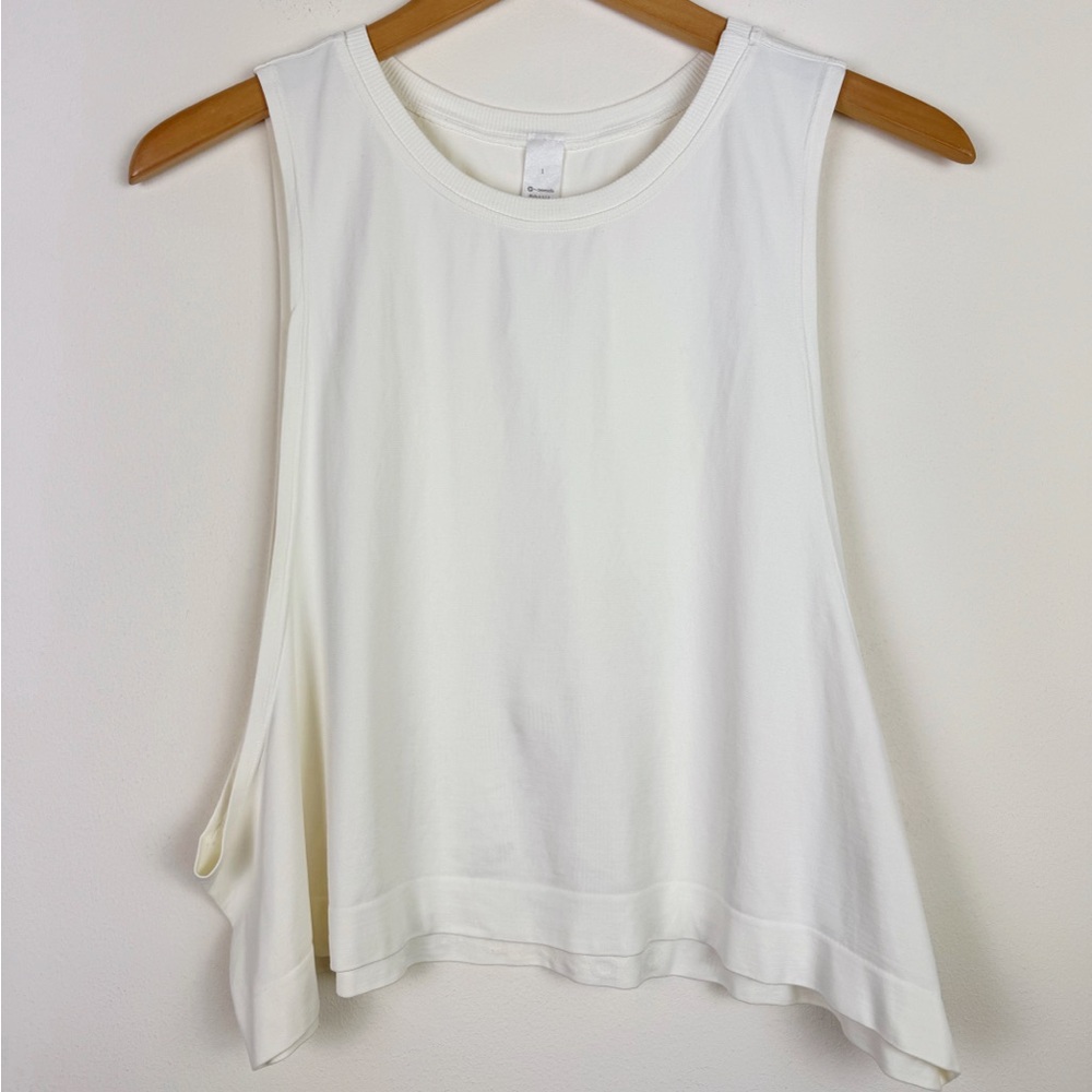 Avocado White Seamless Cropped Tank